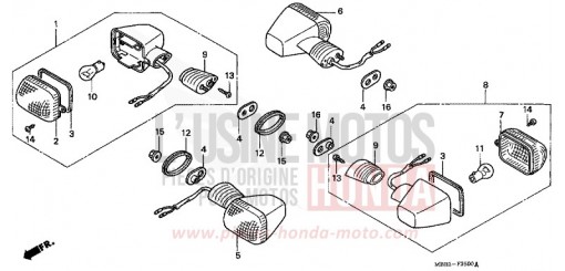 CLIGNOTANT (V/W/X/Y/1,3-CM) VTR1000FW de 1998
